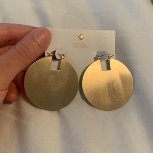 Laundry Gold Circle Pendant Earrings
